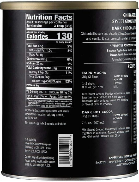Ghirardelli Dark Chocolate & Cocoa - Sweet Ground Powder, Chocolate, 3 Lb