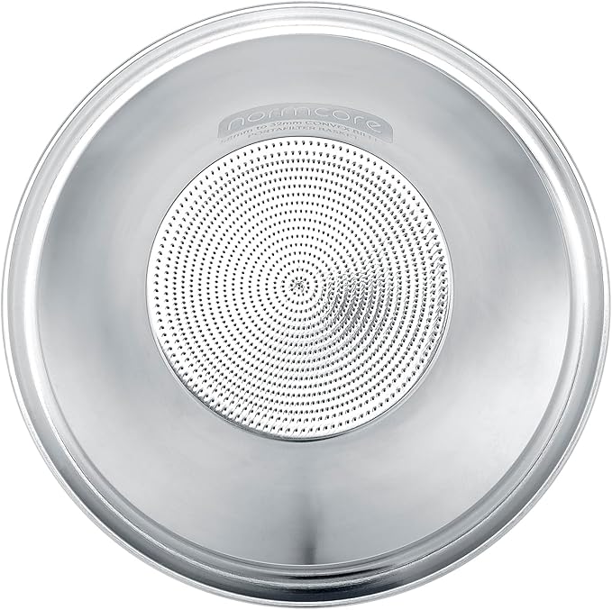 Normcore 58mm Convex Billet Portafilter Basket Kit, Convex Espresso Basket with CNC-Machined Variable Internal Geometry, 58mm to 32mm, 0.28mm Precision Holes, Includes Puck Screen & 200 Paper Filters