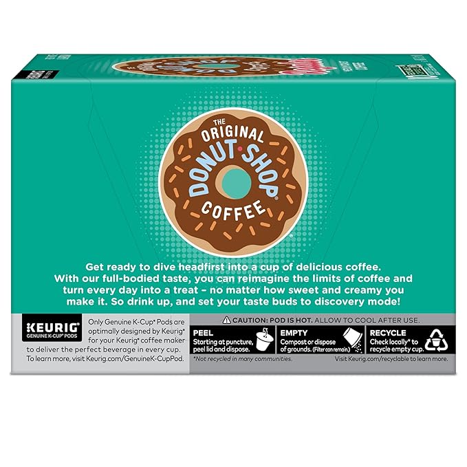 The Original Donut Shop Regular, Keurig Single Serve K-Cup Pods, Medium Roast Coffee, 60 Count, (6 Packs of 10)