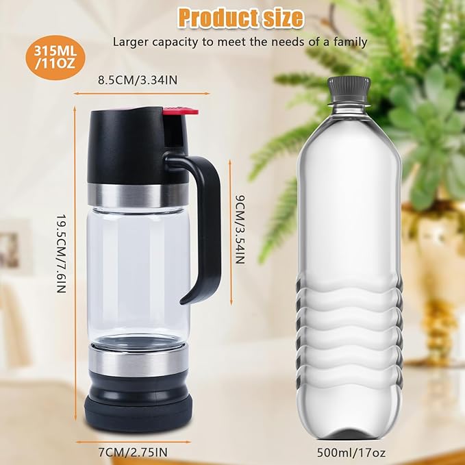 Ecopandy Honey Dispenser No Drip with Stand, 12 OZ Glass Honey Jar, Syrup Dispenser, Easy One Hand Use Honey Pot for Coffee or Tea, Mess Free Honey Dispenser for Syrup, Honey Container (2PCS Black)