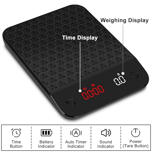 THINKSCALE Coffee Scale with Timer – Rechargeable 2kg/0.1g Accurate Espresso Scale, 3-Mode Timer Digital Coffee Scale for Pour-Over, Espresso, French Press, Kitchen Use