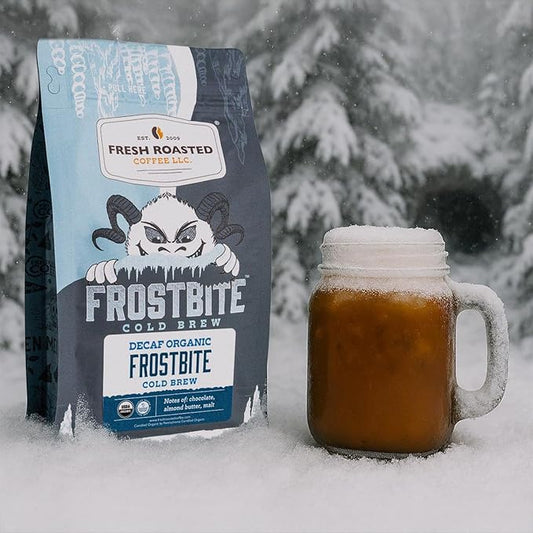 Fresh Roasted Coffee, Organic Decaf Frostbite Cold Brew | Mold & Myco 3rd Party Tested | 12 oz, Medium Roast, Kosher | Coarse Ground