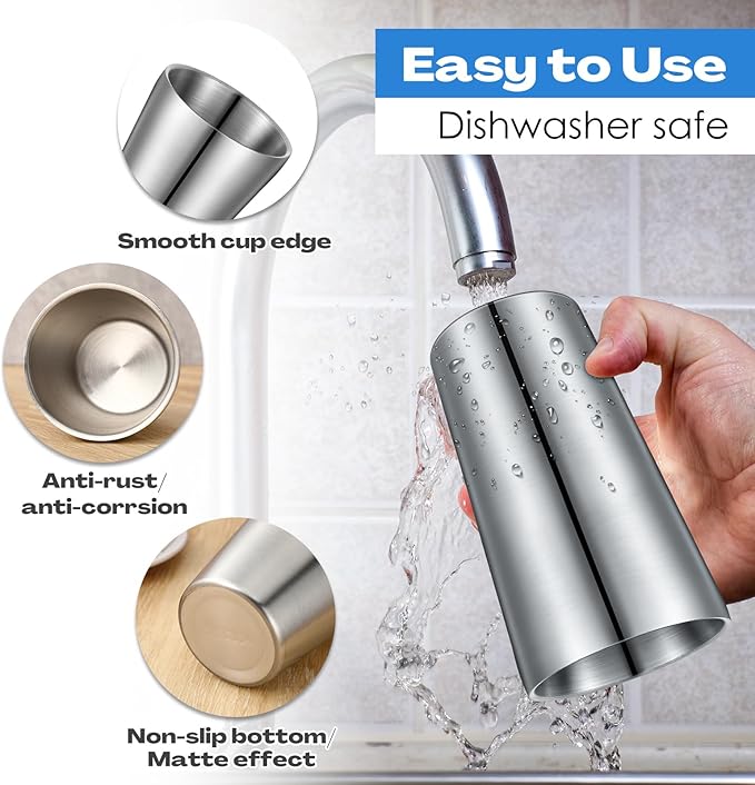 Mimorou 8 Pack Stainless Steel Insulated Cup 18.6 oz Metal Tumbler Double Wall Vacuum Water Glasses Camping Reusable Mugs BBQ Home Office Party Coffee(Silver)