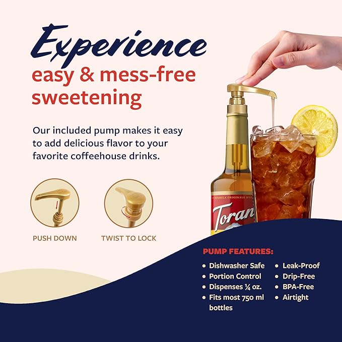 Torani Mango Syrup for Drinks, Flavoring for Iced Tea, Lemonade, and Sodas, Glass Bottle with Pump Included, 25.4 Fl Oz