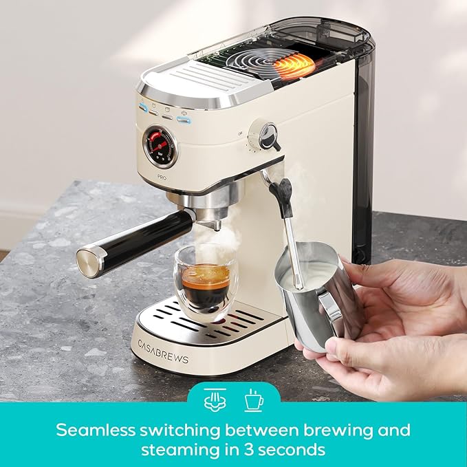 CASABREWS 5418 PRO Espresso Machine 20 Bar, Espresso Maker with Milk Frother Steam Wand, Stainless Steel Coffee Machine with 34oz Removable Water Tank, Gift for Her or Him, Gift for Girlfriend, Creamy
