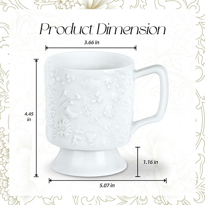 KAMMAK Ceramic Mug - 400ml/13.5oz Coffee Cup - Hand-Painted Ceramic Cup - Vintage Tea Cup - Cute Mug for Women - Ideal for Birthday, Afternoon Tea & Housewarming Gifts