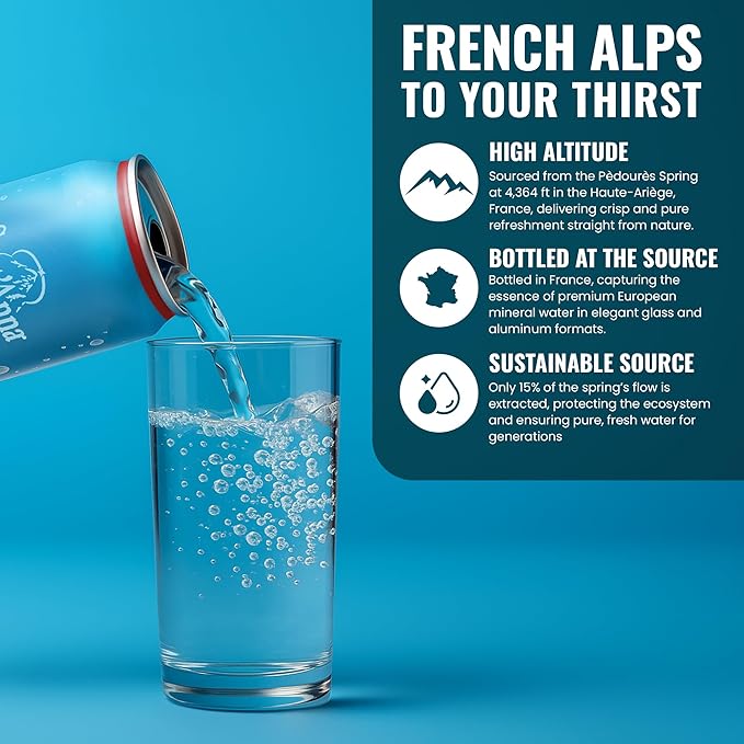 Sant'Anna Sparkling Natural Mineral Water, 11.16 Fl Oz (24-Pack) | Pure French Pyrenees Mountain-Fresh Drinking Water | Natural Functional Drink | Sodium-Free Mineral in Cans