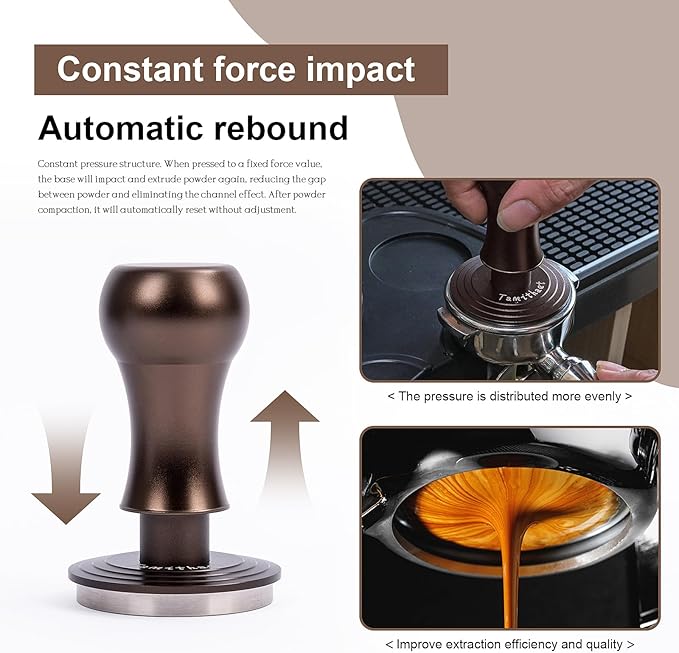 58mm Espresso Tamper with Mat Flat Stainless Steel Base,Spring-Loaded Calibrated-Espresso Hand Tampers,Barista Tools Coffee Tamper for Espresso Coffee Machine