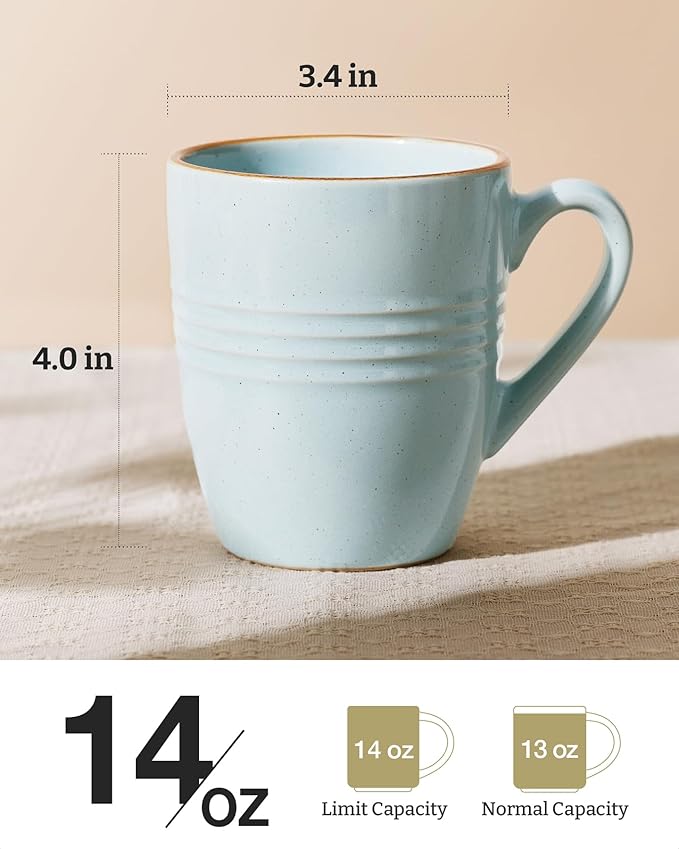 famiware Jupiter Coffee Mugs Set of 4, 14 OZ Coffee Mug, Microwave and Dishwasher Safe, Coffee Cups with Handle for Coffee, Tea, Cocoa, Milk, Multi-color