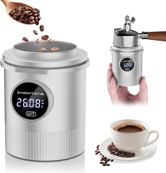 HOMTONE Dosing Cup & Coffee Scale Combo,One-touch Easy Control, Multi-Purpose for Espresso, Drip Coffee, French Press& More – Fits 58mm Portafilters, Waterproof & Easy Cleaning (silver)