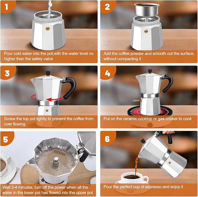 DITOSH 3 Cup Aluminum Espresso Stovetop Moka Pot Express Coffee Maker Percolator Italian Classic Mocha Coffee Machine for Italian and Cuban Cafe Brewing for Home & Camping 150ml 5oz