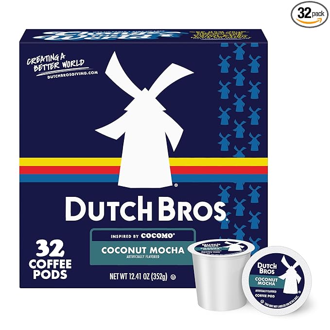 Dutch Bros Coconut Mocha Flavored Coffee inspired by Cocomo®, 32 Count, Medium Roast, Single Serve Coffee Pods for Keurig K-Cup Brewers