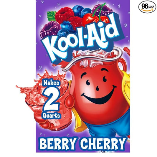 Kool-Aid Twists Blastin' Berry Cherry Unsweetened Soft Drink Mix, 0.17-Ounce Packets (Pack of 96)