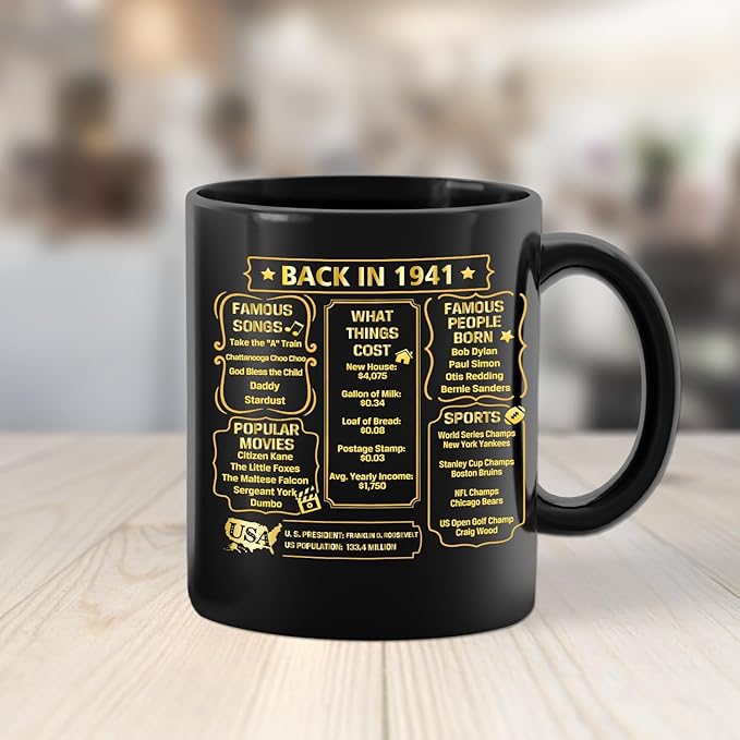 QUPT 85th Birthday Gifts for Women Men, 85th Birthday Gifts for Him, 1941 Birthday Gifts for Women Men, 85 Years Old Gifts, 1941 Birthday Gifts for Her Him, 85th Birthday Presents Coffee Mug