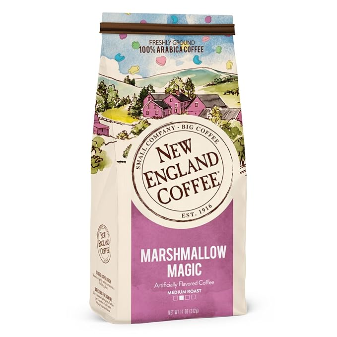 New England Coffee Marshmallow Magic Blend Medium Roast Ground Coffee, 11oz Bag (Pack of 1)