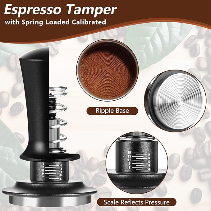 7 PCS Espresso Accessories,51mm Espresso Tamper Tools,WDT Tool Espresso Machine Accessories Kit,Coffee Tamper with Wood Espresso Tamping Station,Distributor,Stirrer,Dosing Funnel,Brush,Puck Screen