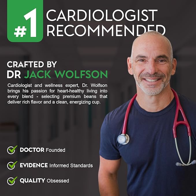 Cardiology Coffee – Decaf Coffee Beans – USDA Certified 12oz Premium Whole Bean Coffee Medium Roast – Decaf Espresso Beans with Swiss Water Decaf and Antioxidant Benefits – Heart Healthy Lifestyle