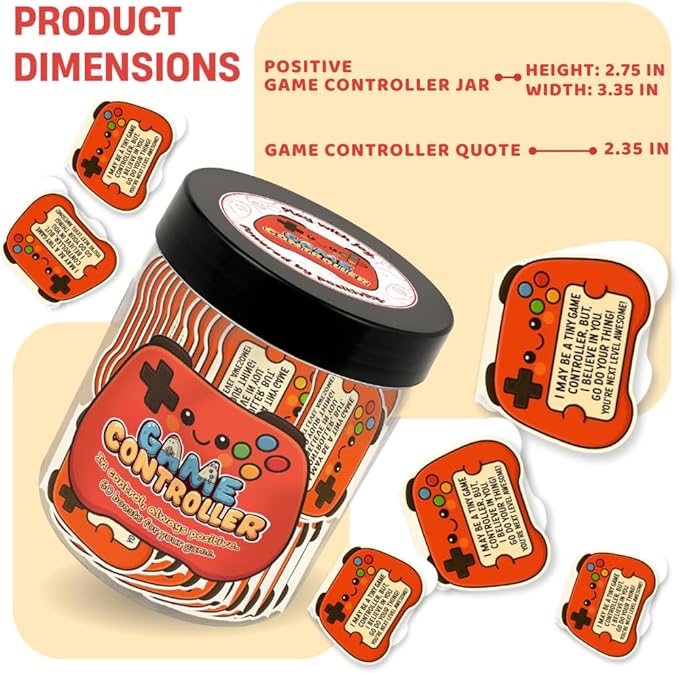 Positive Game Controller Jar With 60 Affirmation Cards – Gamer Gifts For Teen Boys, Emotional Support Game Controller, Husband - Dad Birthday Gift, Game Controller Gift For Son
