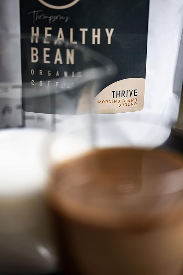 Healthy Bean Coffee Thrive Morning Blend - Whole Bean Low Acid Coffee for Sensitive Stomach, Smooth and Rich Flavor - USDA Organic, Medium Roast Coffee Beans, 11oz