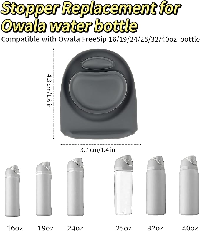 Joshey 4 Pack Rubber Seal Replacement Stopper, Compatible with Owala Freesip 24 oz 32 oz Bottle Spout Lid-Silicone Gasket Replacement Parts (Gray+White)