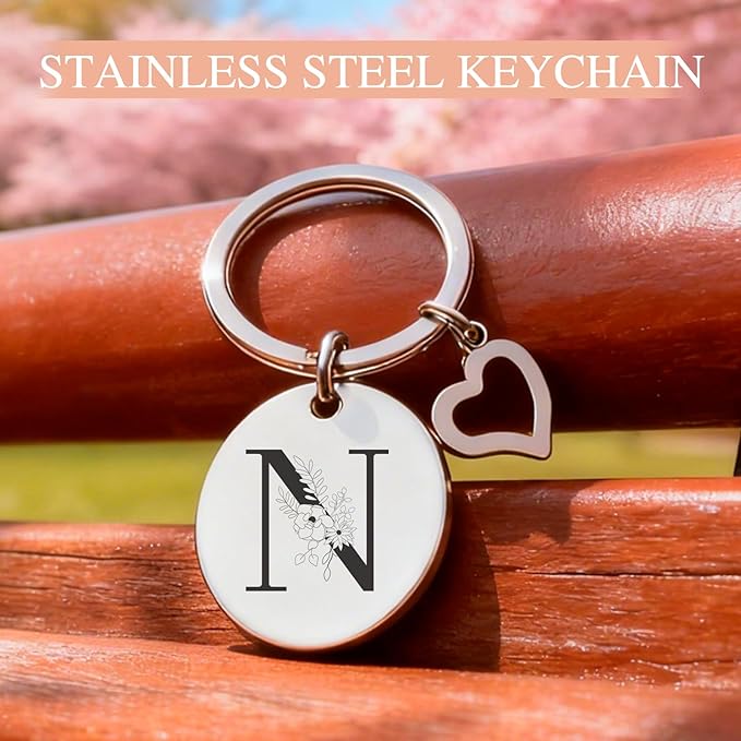 Monogrammed Christmas Gifts for Women, 11 oz Initial Ceramic Coffee Tea Mug with Necklace, Unique Birthday Gift for Her Wife Teacher Friend Mom, N