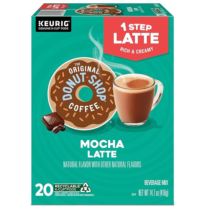 The Original Donut Shop Mocha One-Step Latte, Single Serve Coffee K-Cup Pod, Flavored Coffee, 20 Count