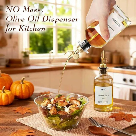 350 ML Premium Olive Oil Dispenser Bottles for Kitchen with Pourer, Elegant Olive Oil Bottle, Sprayer for Cooking, Vinegar Dispenser Bottle Set of 2,Home Oil Container As Gift (M)