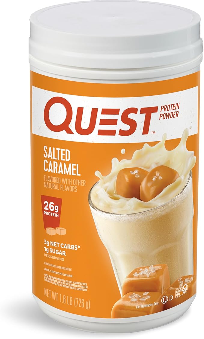 Quest Nutrition Salted Caramel Protein Powder, 26g Protein, 1g Sugar, Low Carb, Gluten Free, 1.6 Pounds, 24 Servings