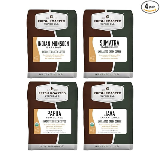 Fresh Roasted Coffee, Unroasted Indo-Pacific Home Roasting Starter Kit, Kosher