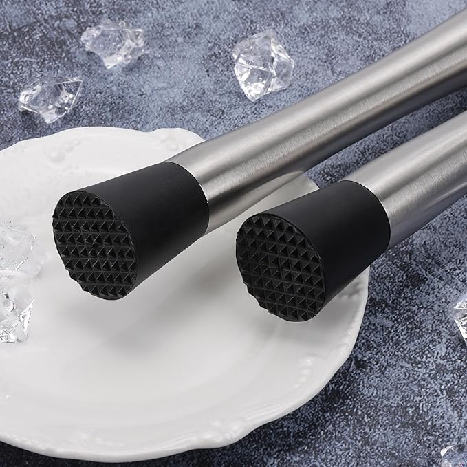 4 Pack Muddlers for Cocktail 304 Stainless Steel Fruit Crusher 8.3" Long Ice Crusher for Bar Party and Home