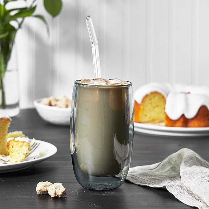 ZWILLING Sorrento 8-pc Double-Wall Latte Glass & Straw Set