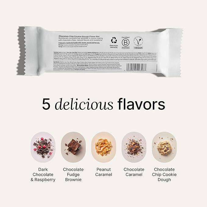 Huel Complete Nutrition Vegan Protein Bars | Cookie Dough | 13g Protein | 27 Vitamins & Minerals, 2g Sugar, Non-GMO, 100% Plant Based Snack | 12 Pack