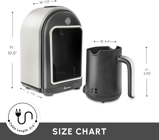KARACA Hatır Turkish Coffee Maker, 5 Cups Electric Turkish Coffee Machine with Ember Mode, Automatic Temperature Control, Overflow Protection, Audible & Visual Alerts, Cream
