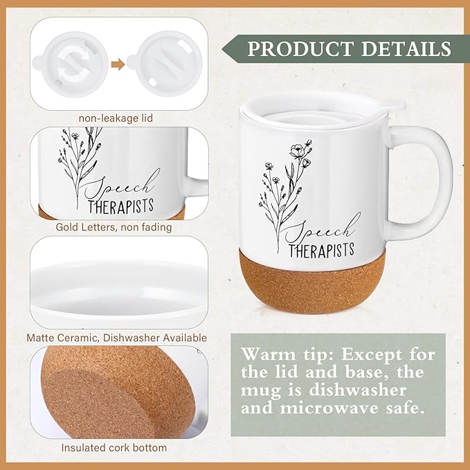 4 Pcs Speech Therapist Gift Set Therapy Speech Language Pathologist Gift for Men Women Slp Thank You Appreciation Notebook Coffee Mug Scented Candle Ballpoint Pen for Therapist Coworker