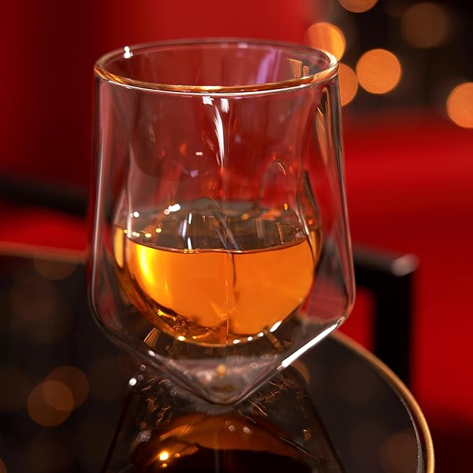 Viski Aerating Whiskey Tumbler, Whiskey Tasting Glass, Double Walled Snifter, Specialty Bourbon Tumbler, Clear Glass, Dishwasher Safe, 6 Oz, Set of 1
