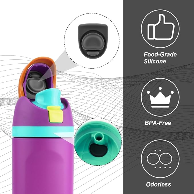 4pcs Water Bottle Seal Circle & 4pcs Replacement Stopper, Silicone O Circle Lid Gasket Parts for Owala Free Sip 19oz 24oz 32oz 40oz, Cap Mouth Plug Gasket Accessories, BPA-Free