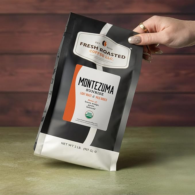 Fresh Roasted Coffee, Organic Montezuma Sunrise| USDA Organic, Kosher | Medium Roast 2 lb (32 oz) Whole Bean