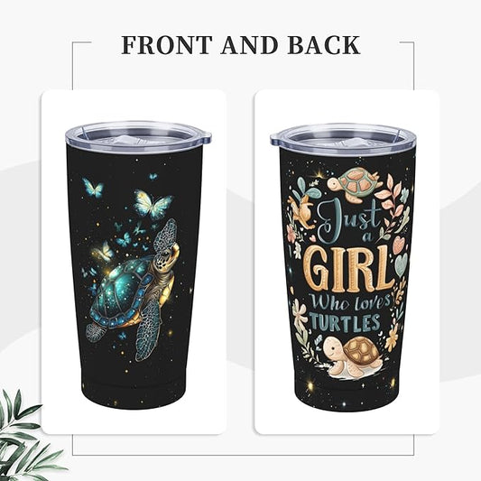 Sea Turtle Tumbler with Lid and Straw 20oz Coffee Tumblers Leakproof Stainless Steel Travel Mug Vacuum Insulated Cup for Iced and Hot