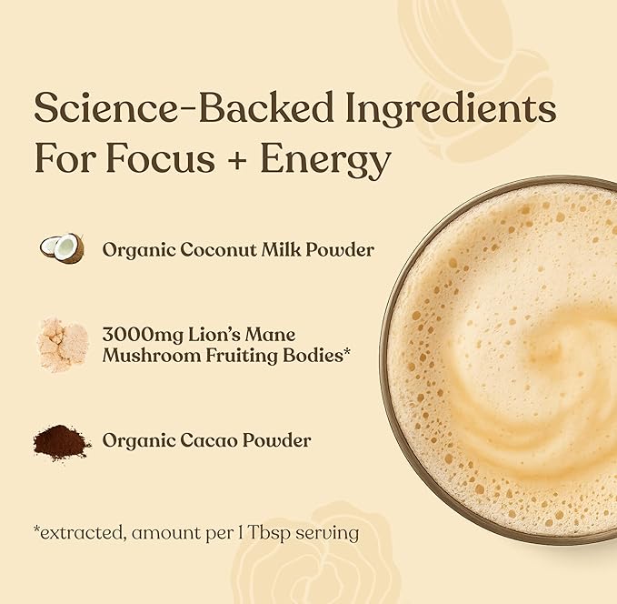 Four Sigmatic Focus Chocolate Coffee Creamer | Organic Non Dairy Coffee Creamer with Lion’s Mane and Vitamin B12 | Chocolate, 4.23 oz