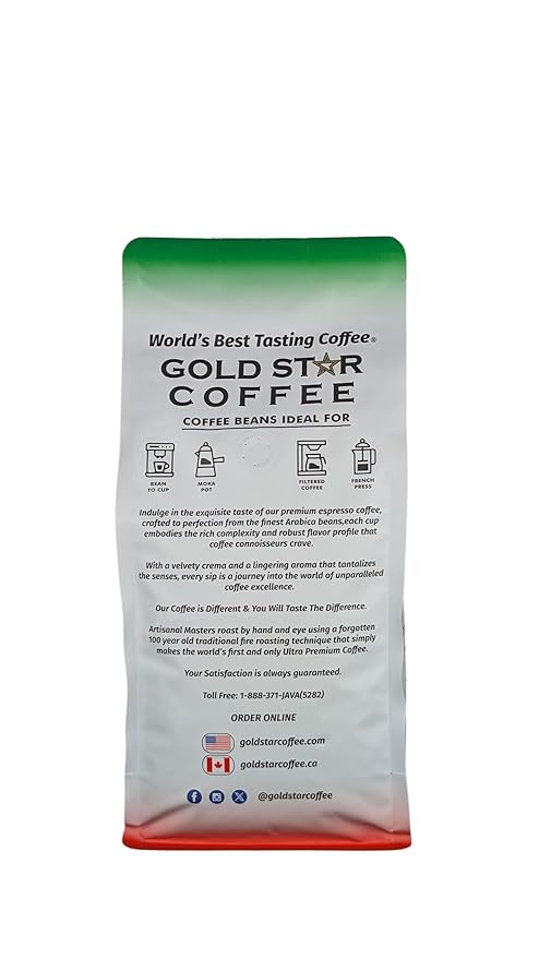 Espresso Coffee Beans Fair Trade Organic - 2.2lbs Medium Roast - 100% Arabica - SPRESSO Gold Star Coffee