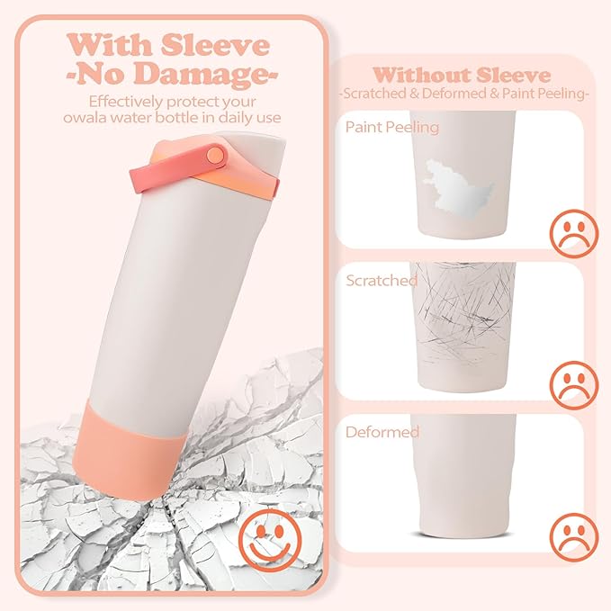 Silicone Boot for Owala 30oz & 40oz FreeSip Sway Bottles & Tumblers - Non-Slip, Scratch-Resistant, Stability Enhancer, Available in 18 Colors (Sparkling Sherbet)