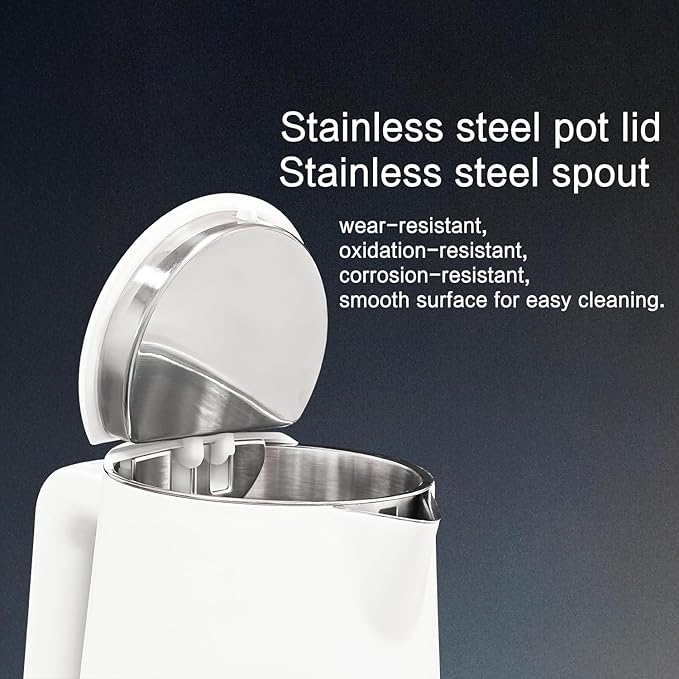 1.5L Electric Kettle Stainless Steel, Double Wall Cool Touch Teapot, Fast Boil,5 Temperature Control, LED Display, Auto Shut-Off,Keep Warm Function (Porcelain White)