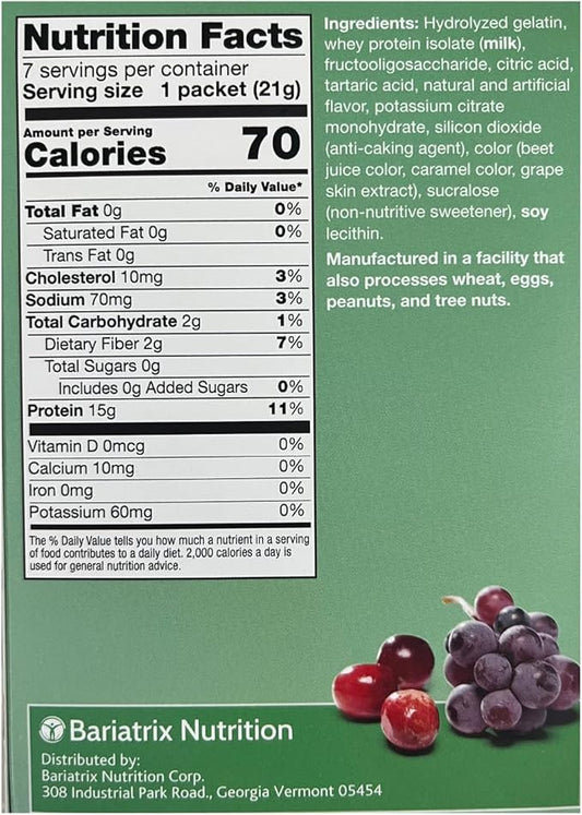 ProtiFit - High Protein Fruit Flavored Powder Drink Mix, 15g Protein, Low Calorie, Sugar Free, Ideal Protein Compatible, 7 Servings Per Box (Cranberry Grape)