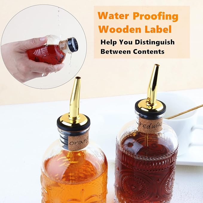 Syrup Dispenser Bottles Set, 4 Pack 7 OZ Bottles With Metal Pour Spout and Labels for Syrups, SC055 (4 Pack)