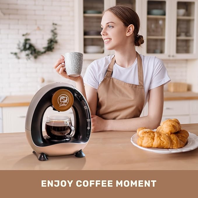 2-in-1 Coffee Maker, Fast Brew in 1.5mins, Single Serve Coffee Machine Compatible with K-Cup Pods & Ground Coffee, 1400W 20s Preheat, Compact for Home,Small Place,Office & RV, 8oz,Dark Grey