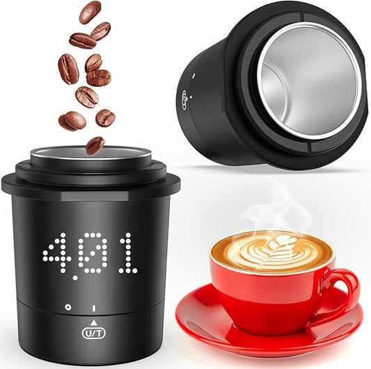 Mik-Nana Dosing Cup Scale with LED Display - Sleek Precision Digital Espresso Coffee Grounds Scale | Must-Have Home Barista Brewing Accessory & Ideal Gift for Coffee Lovers (Black)