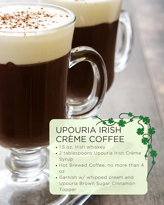 Upouria Irish CremeCoffee Syrup Flavoring, 100% Vegan, Gluten-Free, Kosher, Keto, 750 mL Bottle (Pack of 2) with Coffee Syrup Pump