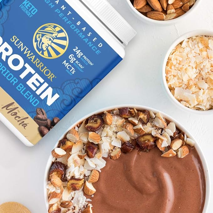 Sunwarrior Organic Plant Based Protein Powder | Vegan Organic Protein Powder Mocha Flavored with BCAA Amino Acids & Hemp Seed Pea Blend | Non-GMO Soy Dairy Filler & Gluten Free (Mocha, 15 Servings)
