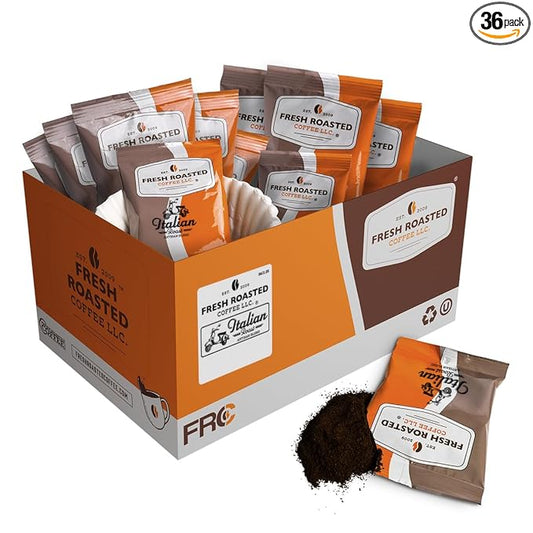 Fresh Roasted Coffee, Italian Roast, Pre-Ground Fractional Packs, 2.25 Ounce, 36 Count