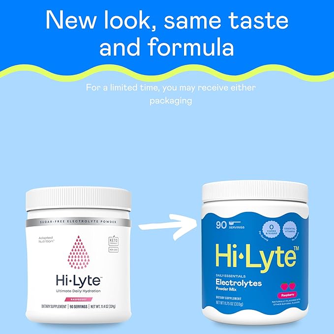 Hi-Lyte Electrolyte Powder, Daily Hydration Supplement Drink Mix, 90 Servings | Sugar-Free, 0 Calories, 0 Carbs | No Maltodextrin. Gluten-Free | Supports Keto | Light Refreshing Flavor (Raspberry)